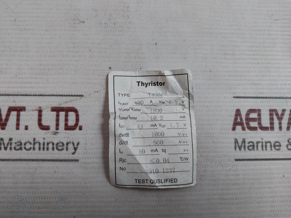 1910 1237 Thyristor 1K8V 1.5V 400A 10.2Ma 1800V 1000 V/U S 61Ma 1.7V 0.04 C/W - Image 7