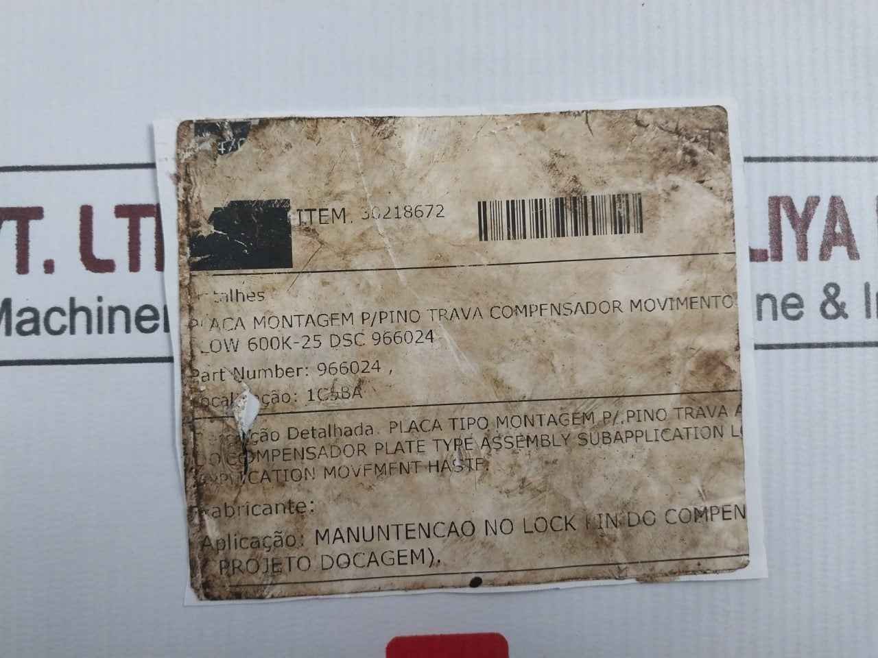 966024 Mounting Plate For Lock Pin – Motion Compensator 600K-25 Dsc - Image 6
