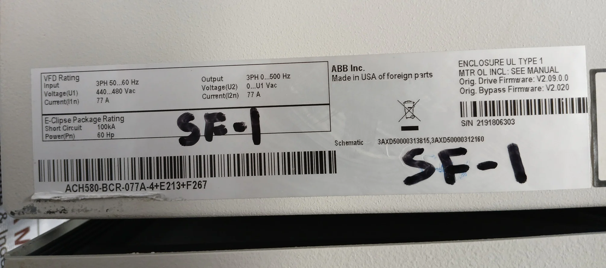 Abb Ach580-bcr-077A-4+E213+F267 Hvac Enclosed Industrial Control Panel Rev A - Image 10