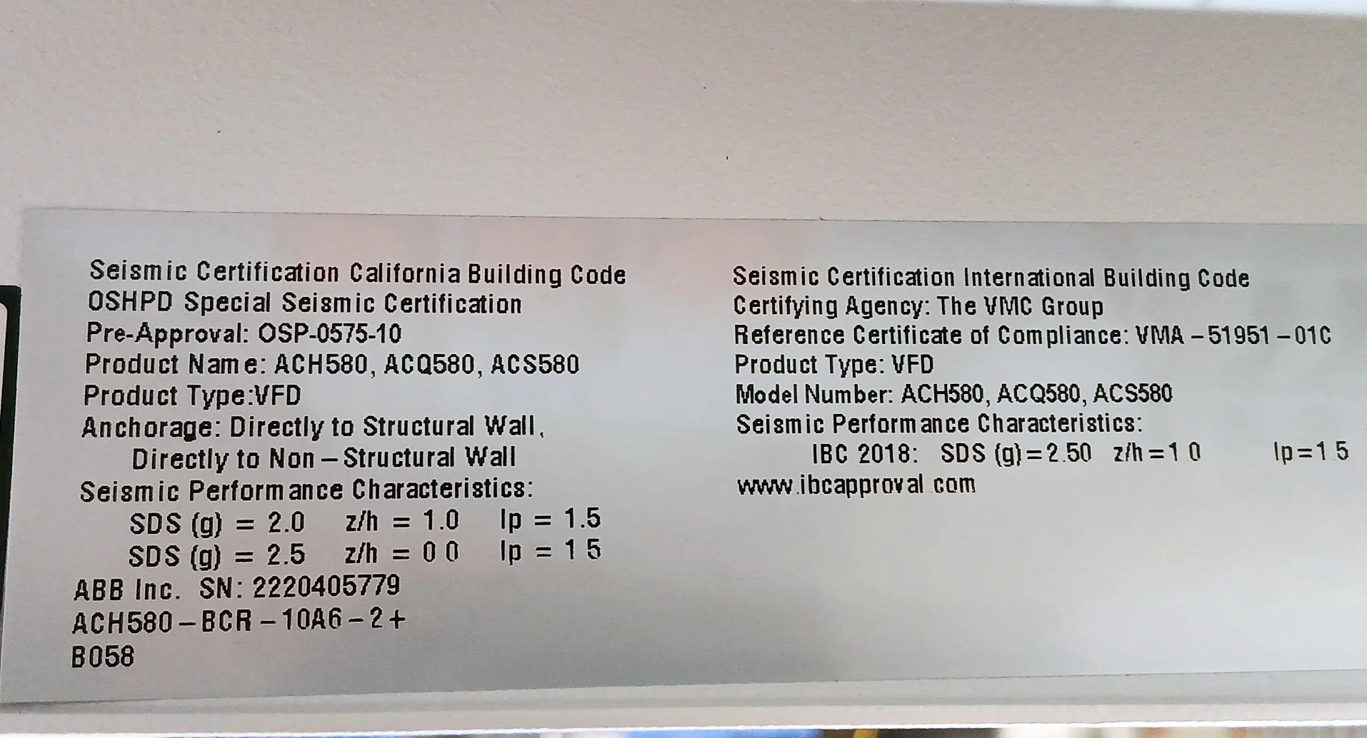 Abb Ach580-bcr-10A6-2+B058 Bypass Variable Frequency Drive 208-240Vac Ul Type 3R - Image 14
