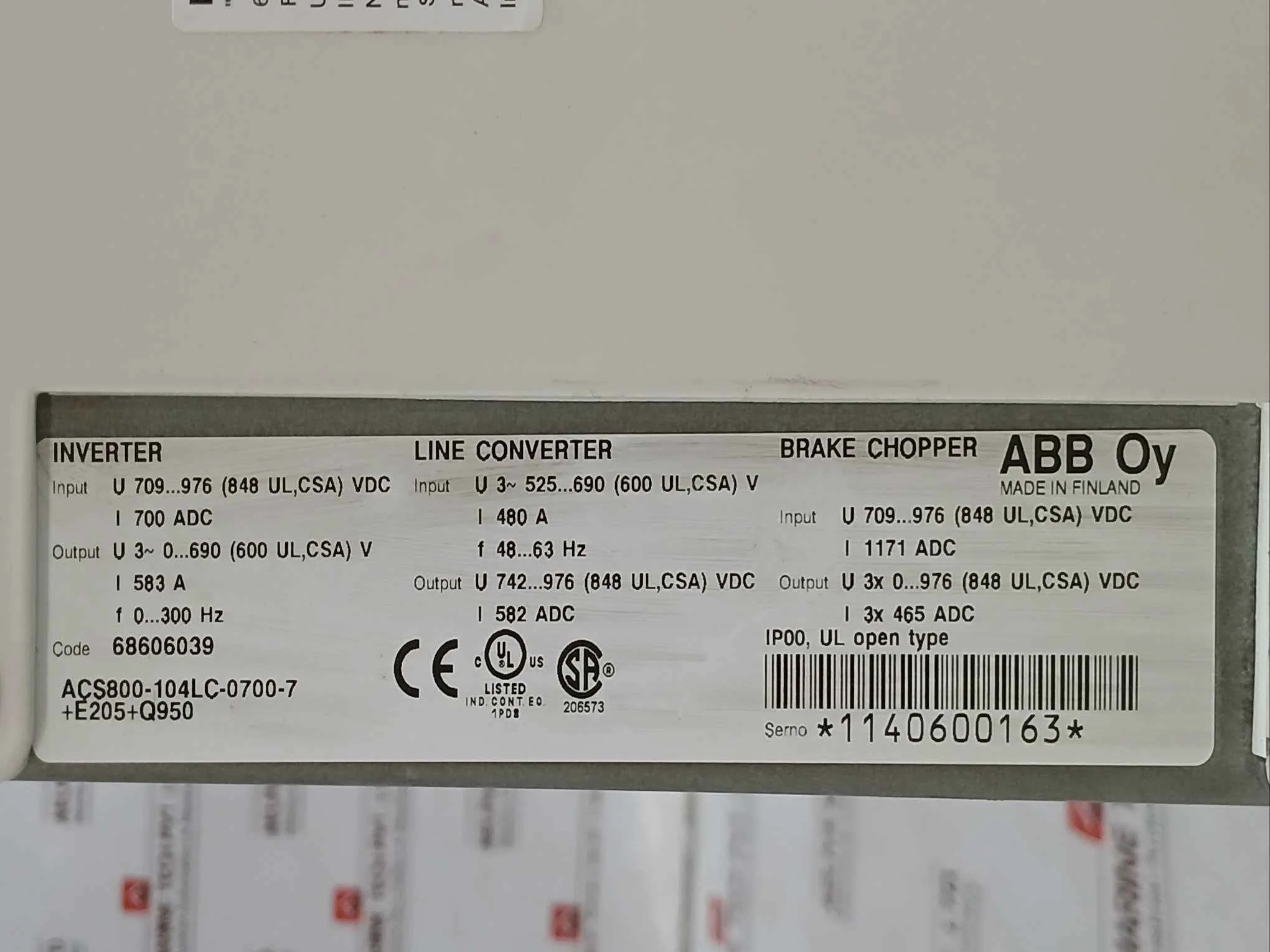 Abb Acs800-104Lc-0700-7+E205+Q950 Inverter Drive Module 68606039 709-976 Vdc A - Image 23