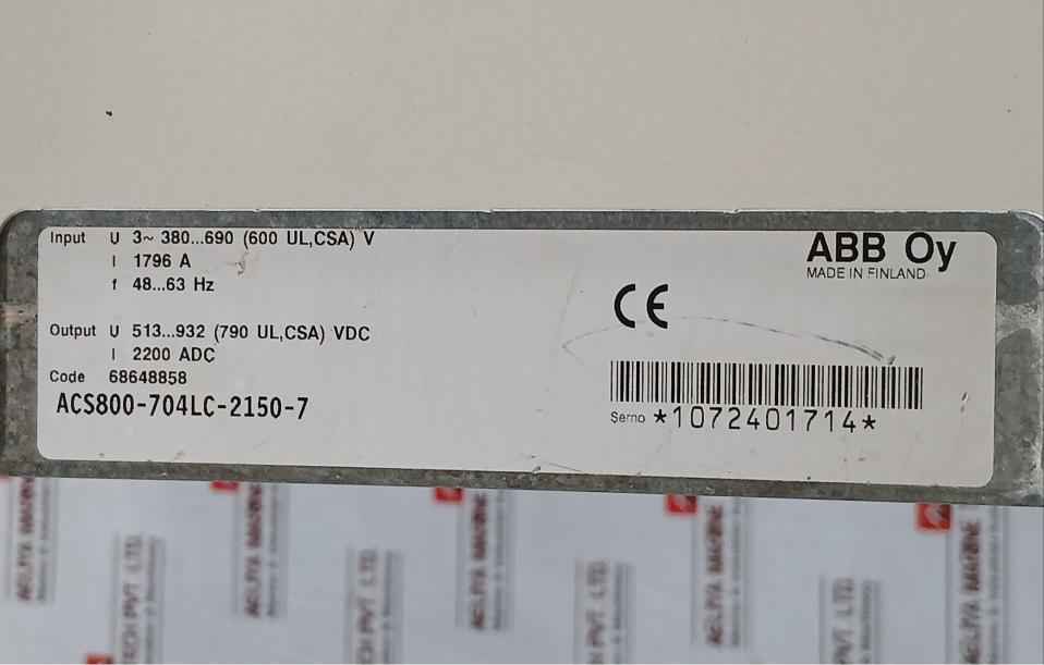 Abb Acs800-704Lc-2150-7 Drive Supply Unit 68648858 380-690 Vac 1796 A 48-63 Hz - Image 12