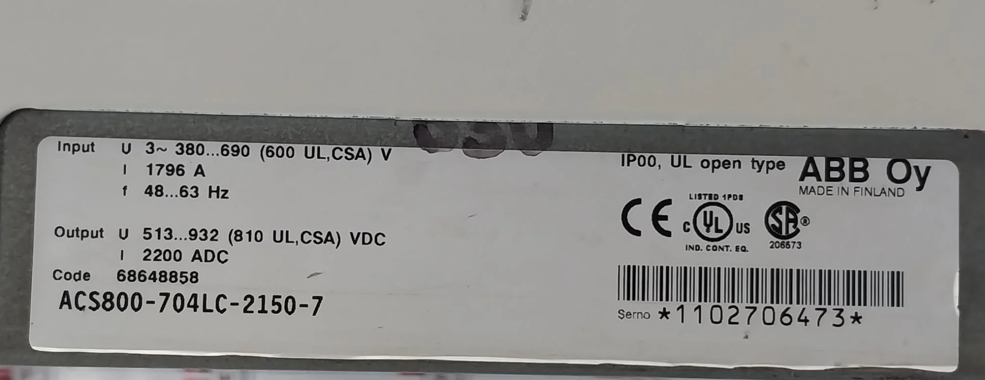 Abb Acs800-704Lc-2150-7 Drive Supply Unit 68648858 380–690V Ac 1796 A 48–63 Hz - Image 6