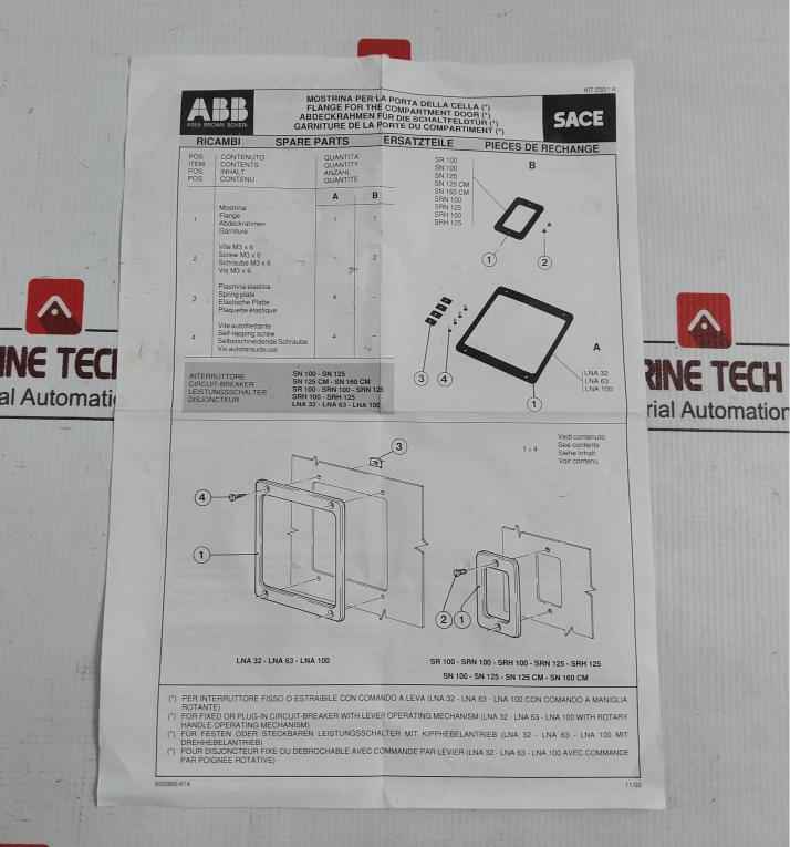 Abb Uxab 169224002 Flange F/ The Door F/ 3-pole C. Breaker Lna32/100 - Image 5