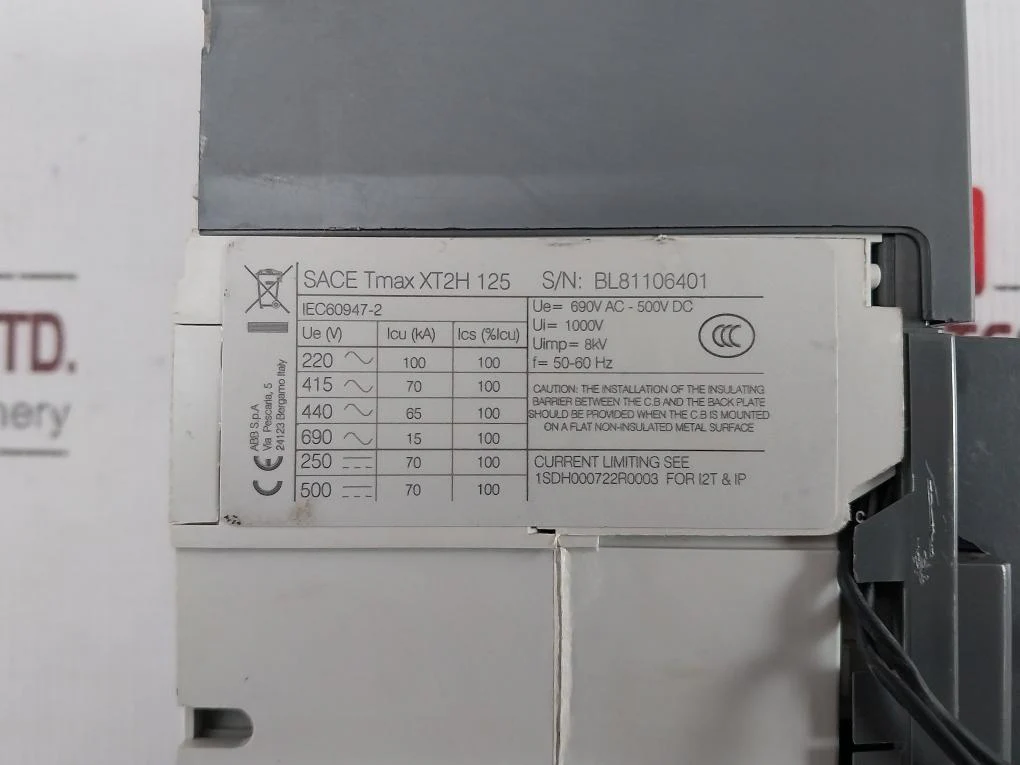 Abb Xt2H 125 Sace Tmax Circuit Breaker Trip Unit 690V Ac-500V Dc 50-60 Hz - Image 7