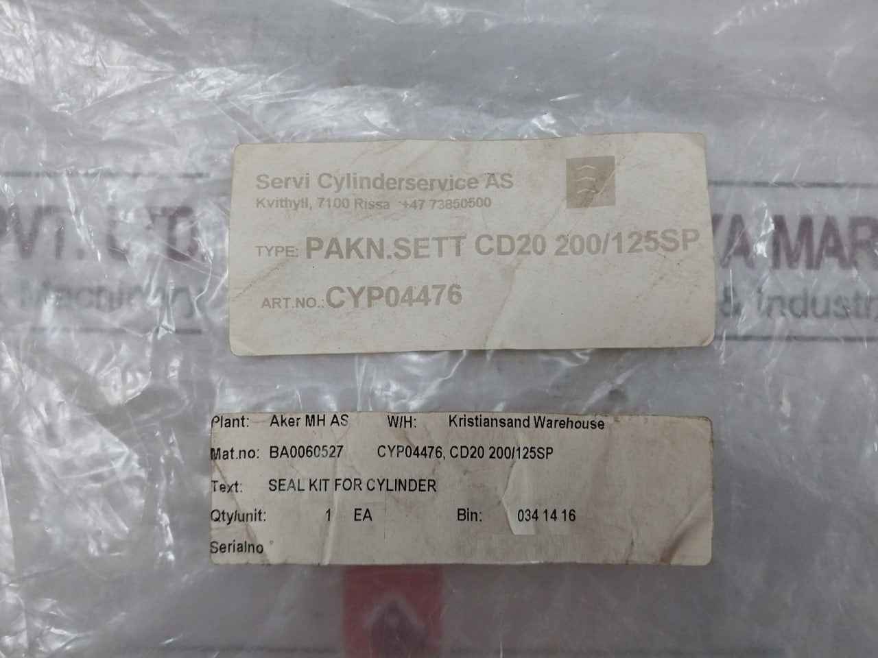 Aker Ba0060527 Seal Kit For Cylinder Cyp04476 Cd20 200/125Sp - Image 26