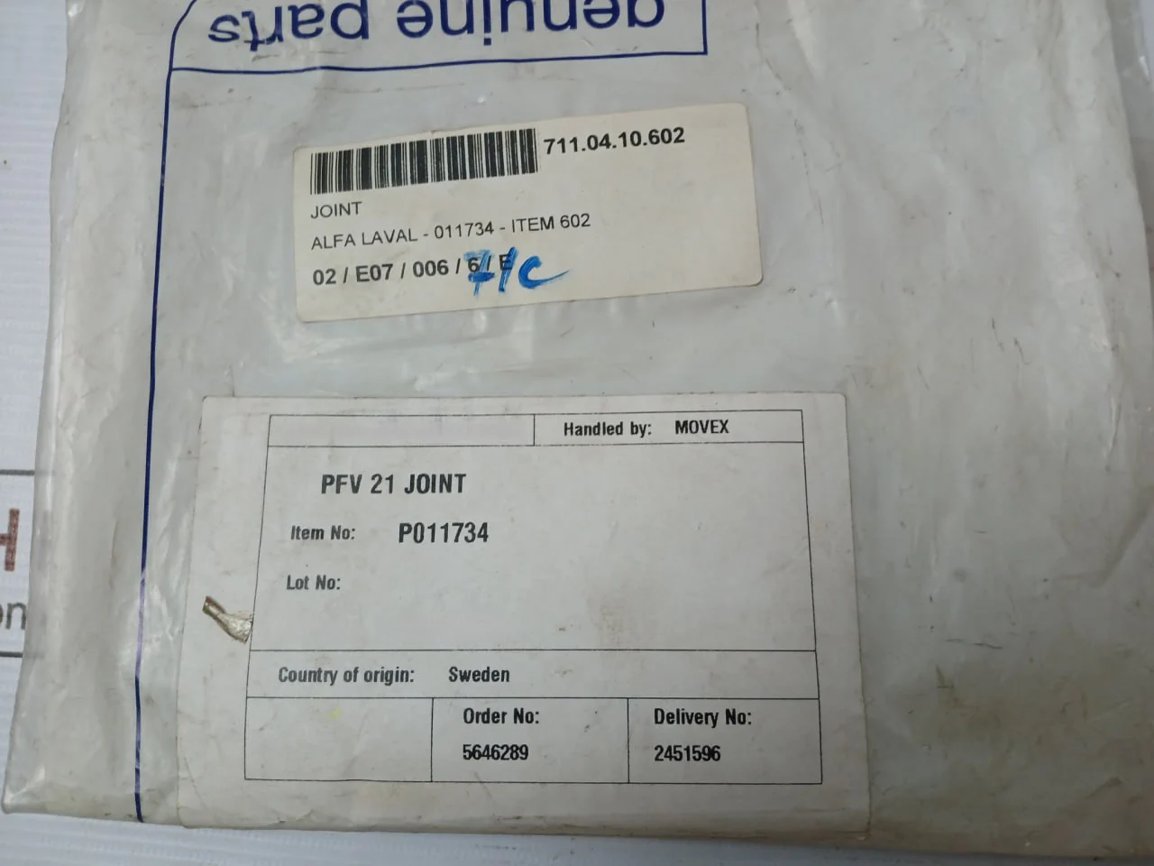 Alfa Laval P011734 Flat Gasket Movex Pfv 21 Joint - Image 5