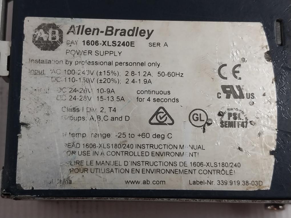 Allen-bradley 1606-xls240E Power Supply Dc 24-28V 15-13.5A - Image 4