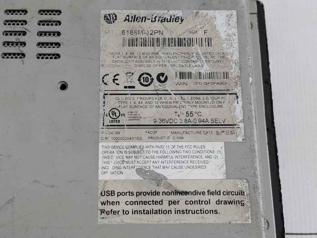Allen-bradley 6186M-12Pn Operator Interface Panel 10000035431/02 (Not Working) - Image 8