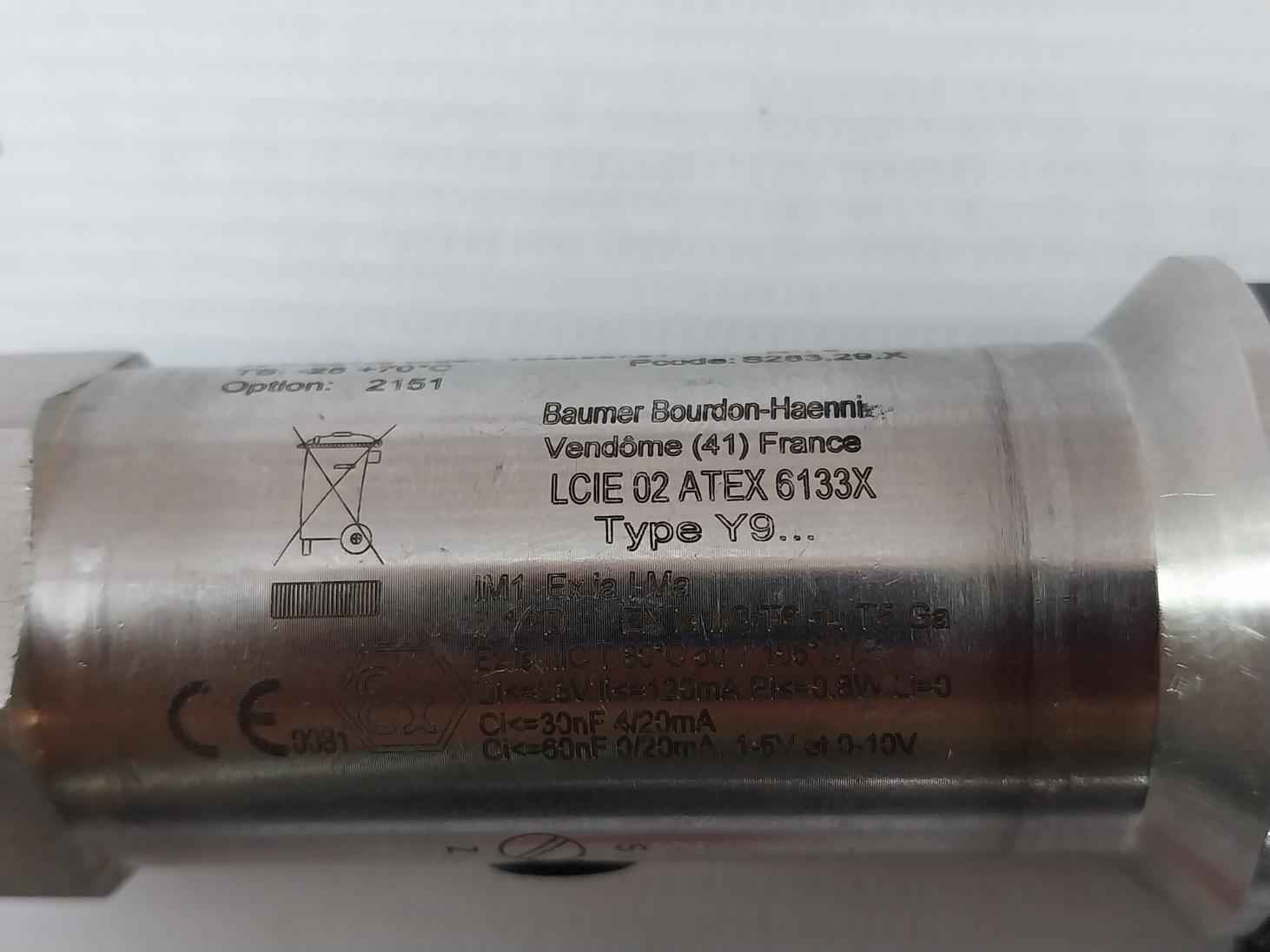 Baumer Y913 Pressure Transmitter 4-20 Ma 11-28 Vdc 0+400 Bar R 2151 - Image 10
