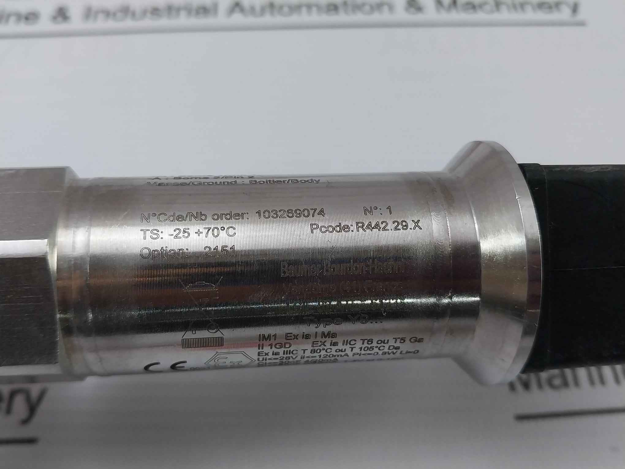 Baumer Y913 Pressure Transmitter 4–20 Ma 11-28 Vdc 11145770 - Image 10