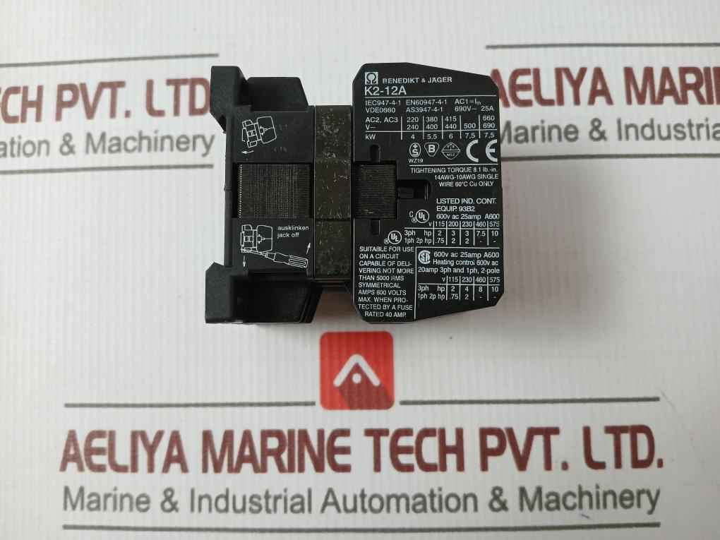Benedikt Jager K2-12A01 3 Phase Contactor 690V-25A 14Awg-10Awg - Image 5