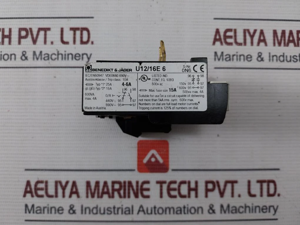 Benedikt & Jager U12/16E 6 Thermal Overload Relay 4-6A 440V 14Awg - Image 6