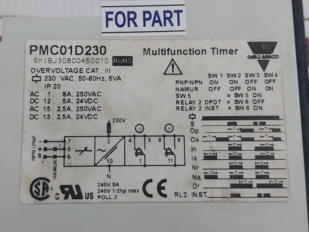 Carlo Gavazzi Pmc01D230 Multi-function Time Delay Relay 230 Vac (Not Working) - Image 4