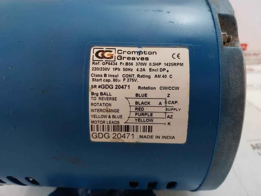 Crompton Greaves Gf6434 Single Phase Ac Electric Motor 1425 Rpm 220/230v - Image 11