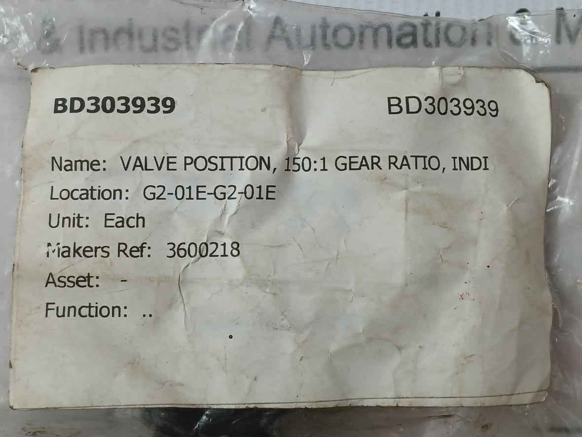 Damcos 3600218 Valve Position Indicator Gear Ratio 150:1 Bd303939 - Image 6