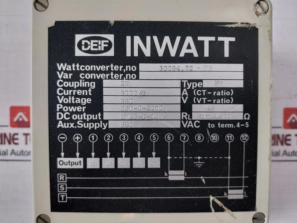 Deif N Inwatt Var Converter 250-0-2000 Kw 1.25-0-10V 380 Vac 913714 Pn-8 - Image 3