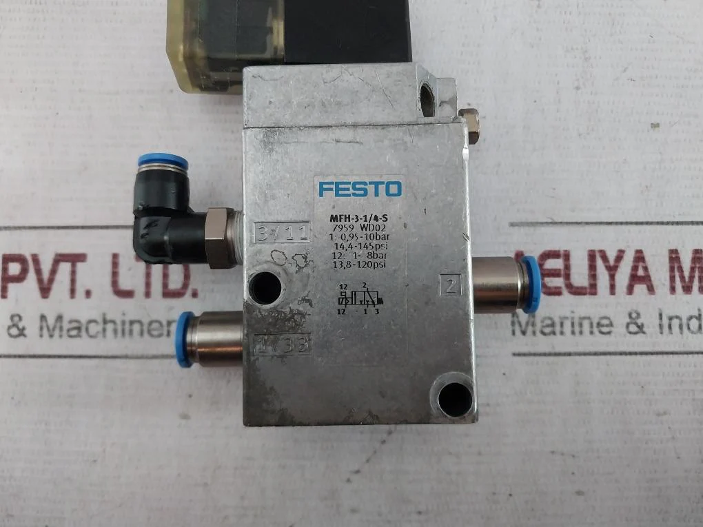 Festo Mfh-3-1/4-s Solenoid Valve 7959 Wd02 4-145Psi 8-120Psi 1-8Bar 50/60Hz - Image 7