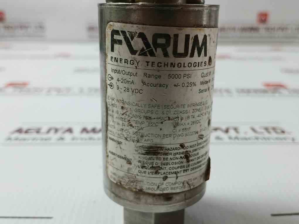 Forum Pt-400-l1-5000-psi-s-e19-w3-p5-m2-b63 Pressure Transmitter 9-28 Vdc 4-20Ma - Image 6