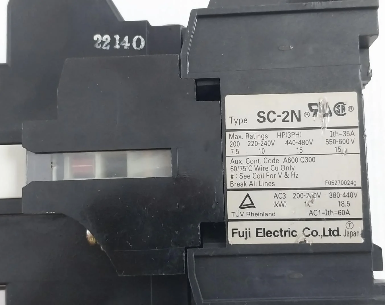 Fuji Electric Sc-2N [35] Magnetic Contactor 60/75°C 400-440V 50-60Hz - Image 4