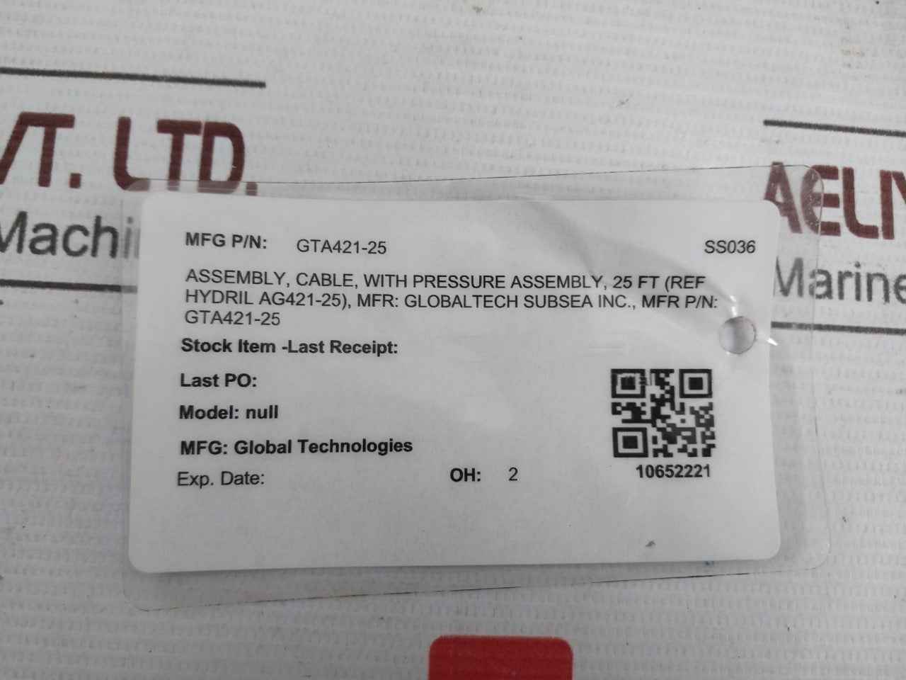 Global Technologies Gta421-25 Cable Assy With Pressure Assembly Rev Nc 7.5 Meter - Image 16