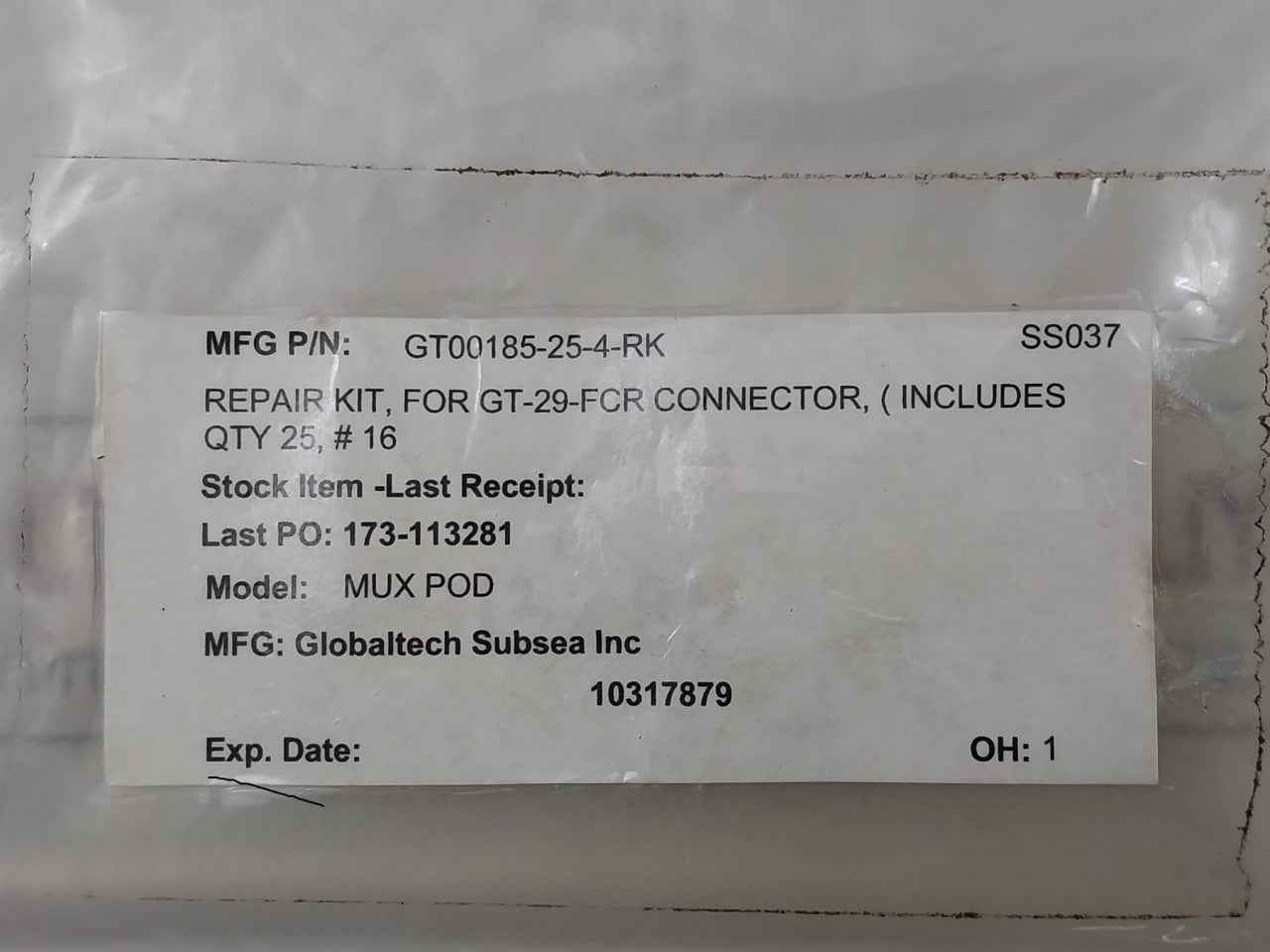 Globaltech Subsea Gt00185-25-4-rk Repair Kit For Gt‑29‑Fcr Connector Mux Pod - Image 11