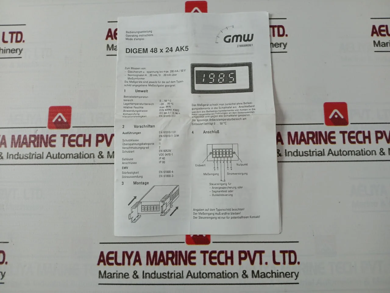 Gmw Digem 48 X 24 Ak5 Digital Panel Meter A1125 Ip 40 24V 4-20Ma 0-100,0 90Amp - Image 9