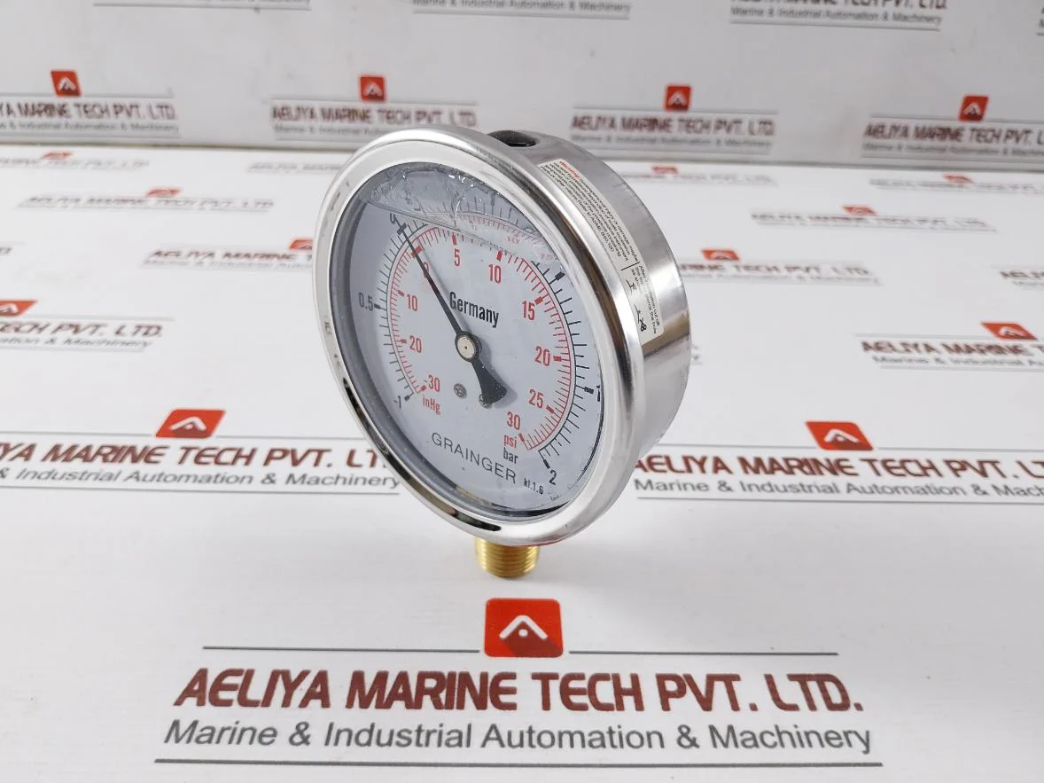 Grainger Inhg -30 To 30 Psi Pressure Gauge 1 To 2 Bar - Image 3