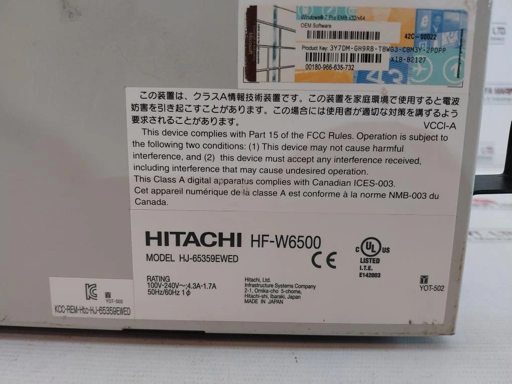 Hitachi Hf-w6500 Industrial Computer Cpu Ac 100V-240V 4225550-1 R2 50Hz/60Hz - Image 18