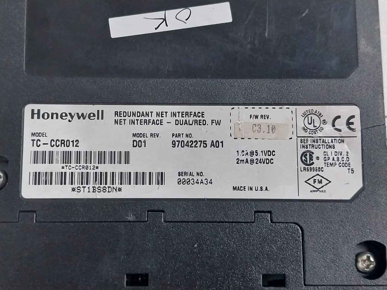 Honeywell Tc-ccr012 Redundant Net Interface Module 2Ma At 24Vdc T5 - Image 10