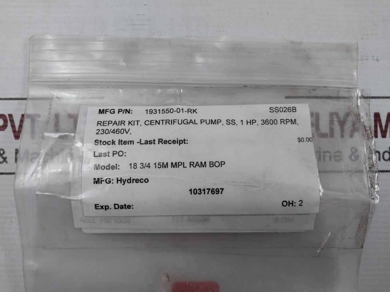Hydreco 1931550-01-rk Stainless Steel Repair Kit For Centrifugal Pump 3600 Rpm - Image 11