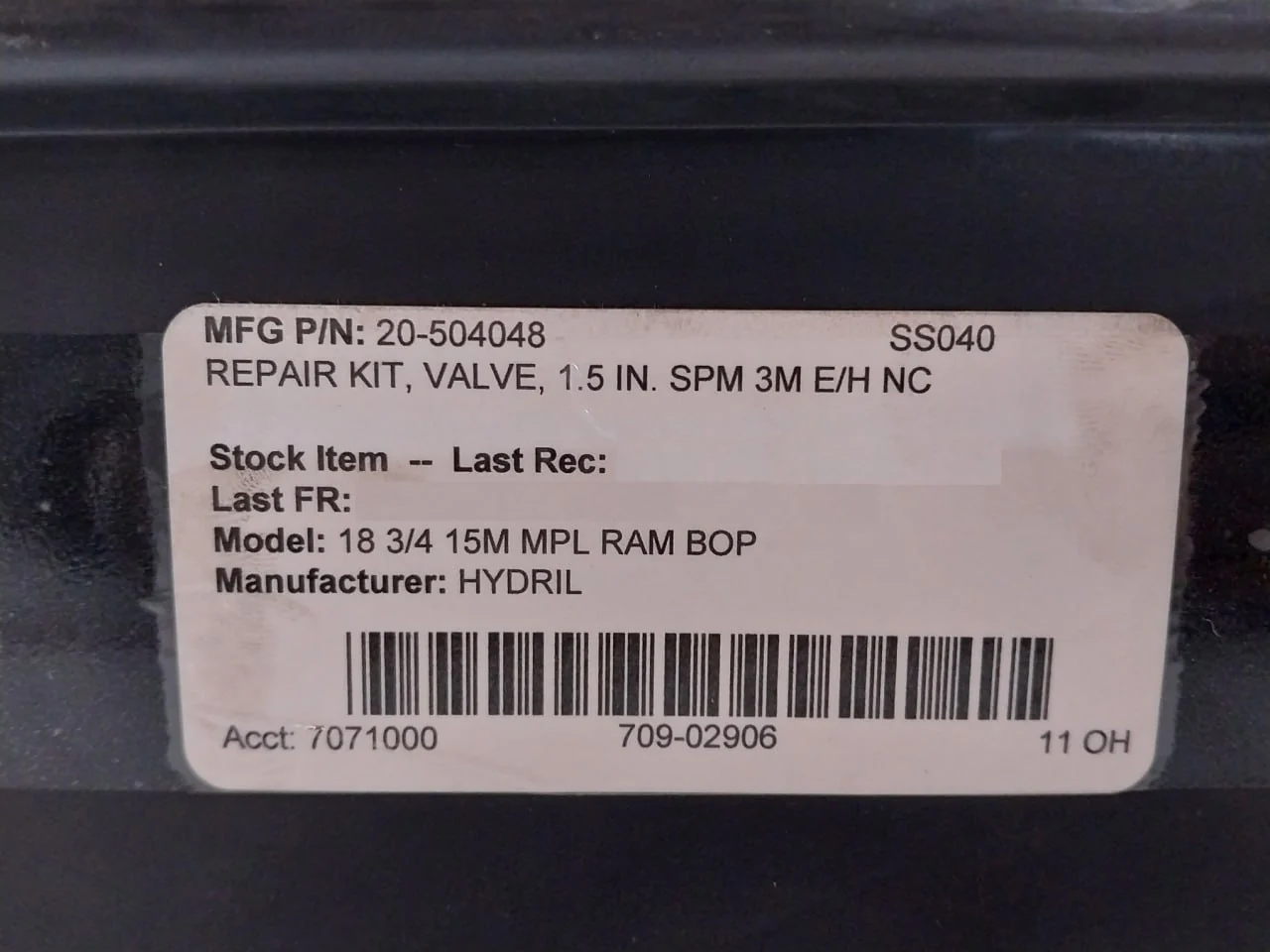 Hydril 20-504048 Repair Kit 1.5" 3K Spm Nc Valve Rev B 35-504019-01 - Image 5