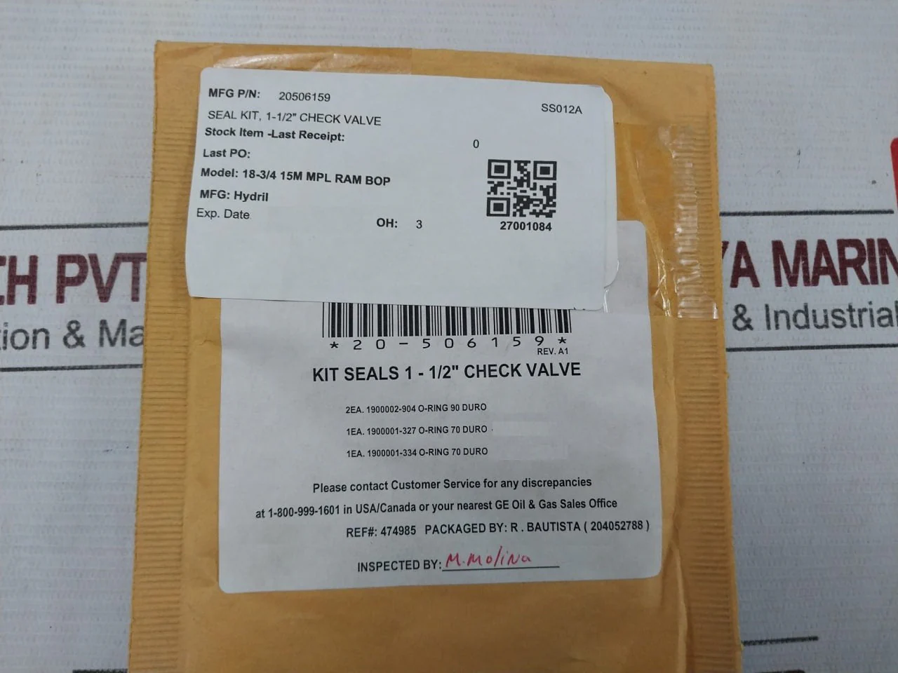 Hydril 20506159 Seal Kit 1-1/2" For Check Valve Rev A1 - Image 7