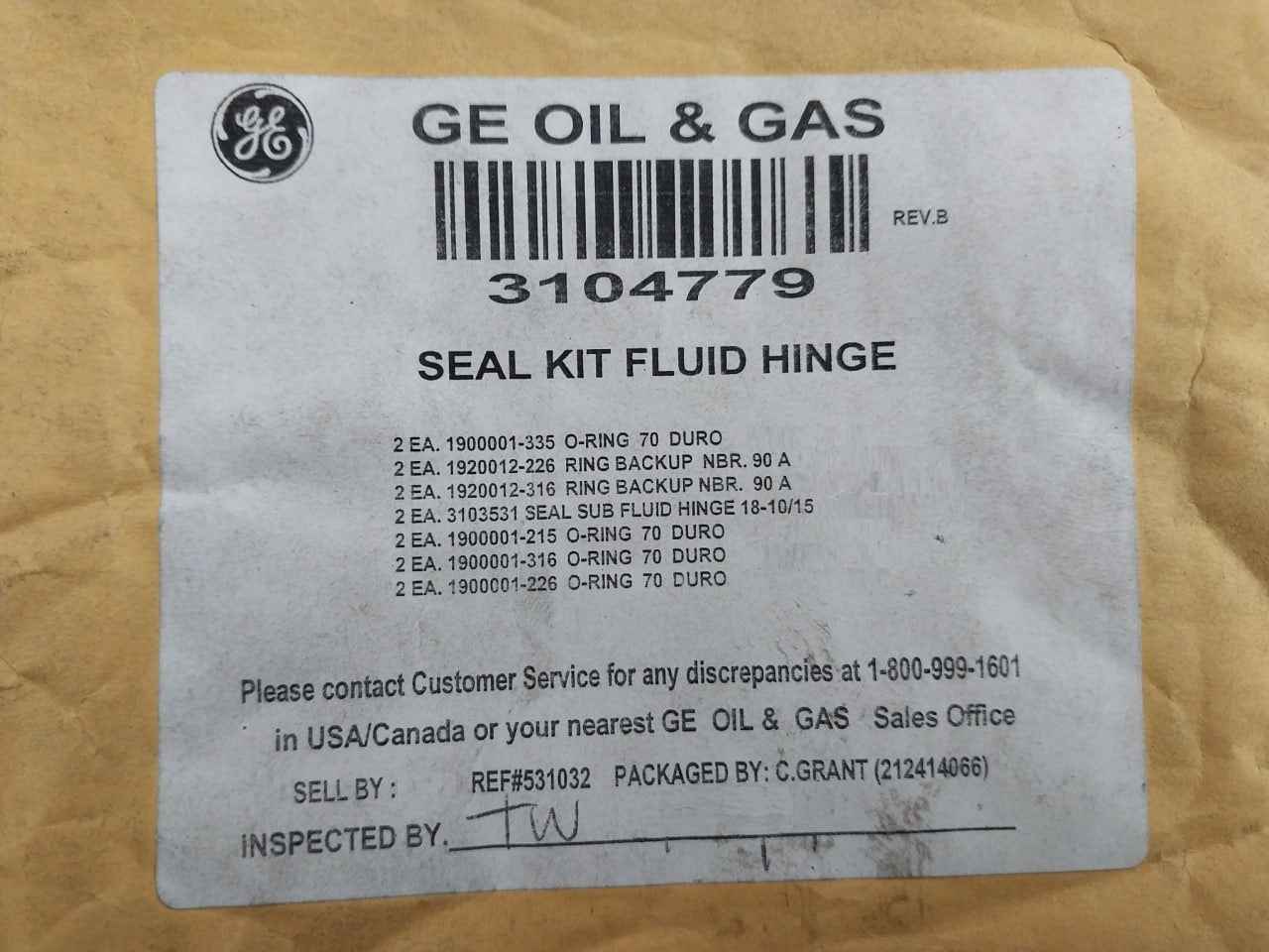 Hydril 3104779Ejb Seal Kit Fluid Hinge Bop Assembly Rev.B Nbr. 90A - Image 23
