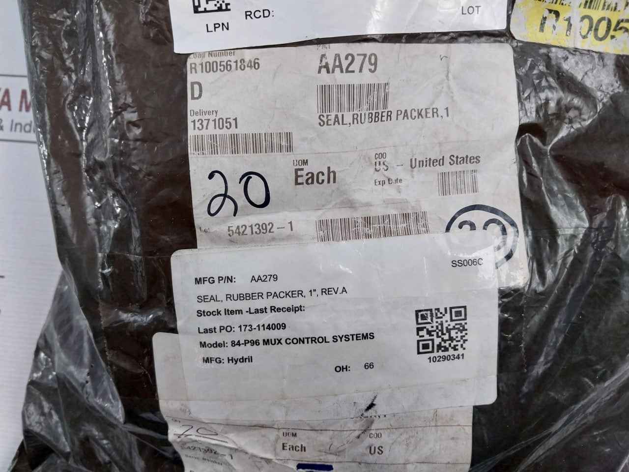 Hydril Aa279 Seal Rubber Packer 1" Rev A 84-p96 Mux Control System - Image 5