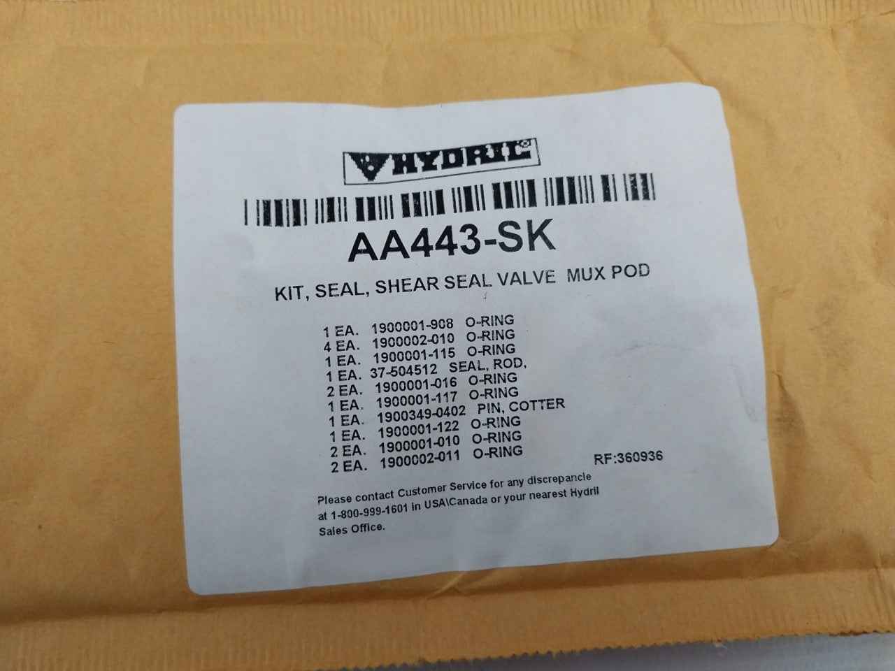 Hydril Aa443-rk Shear Seal Valve Repair Assembly Kit Aa288 Rev-d3 - Image 13