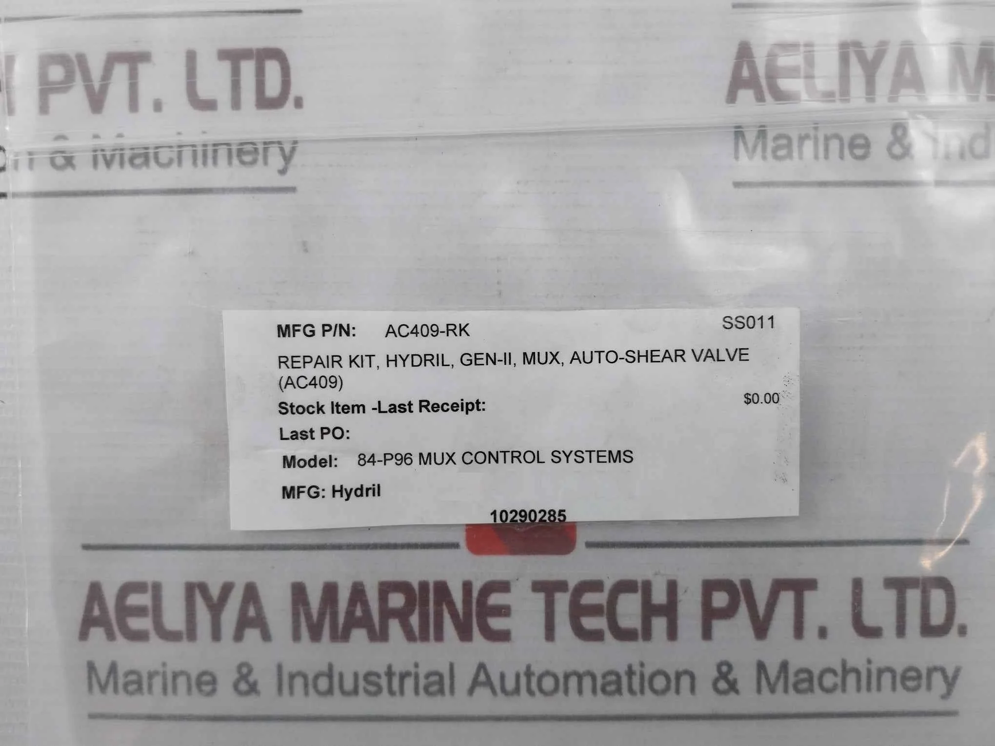 Hydril Ac409-rk Repair Kit For Gen-ii Mux Auto-shear Valve Rev A2 - Image 15