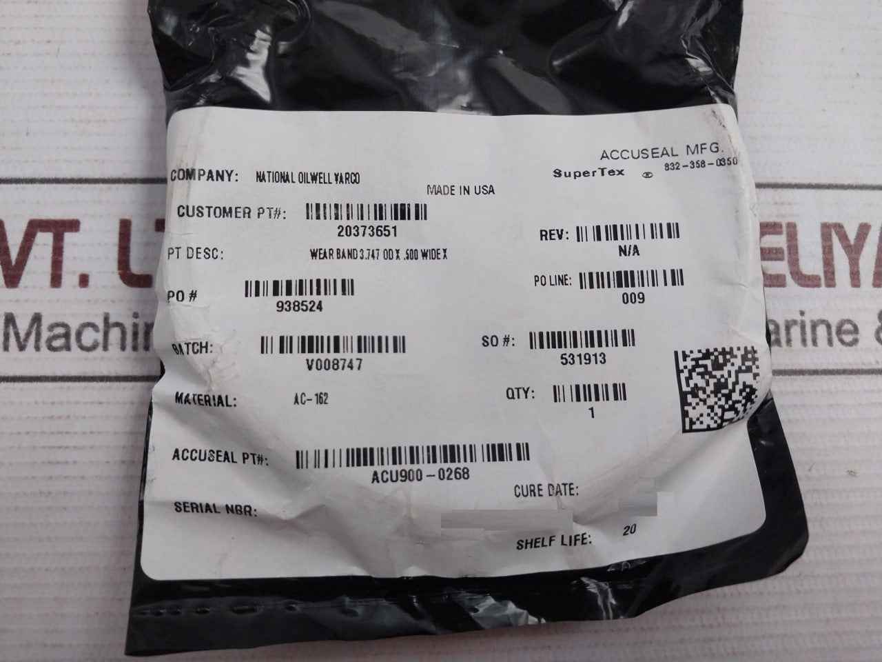 Hydril Ba-0286 O-ring Seal 30185991 Wear Band 3.747 Od X .500 Wide X 20373651 - Image 7