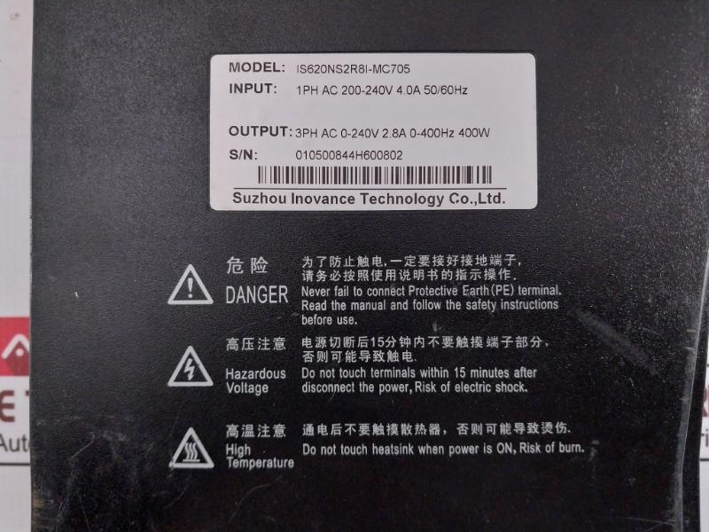 Inovance Is620Ns2R8I-mc705 Servo Drive 3Ph Ac 0-240V 2.8A 0-400 Hz 400W - Image 8