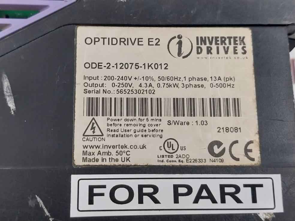 Invertek Ode-2-12075-1k012 Ac Variable Speed Drive 200-240v (not Working) - Image 8