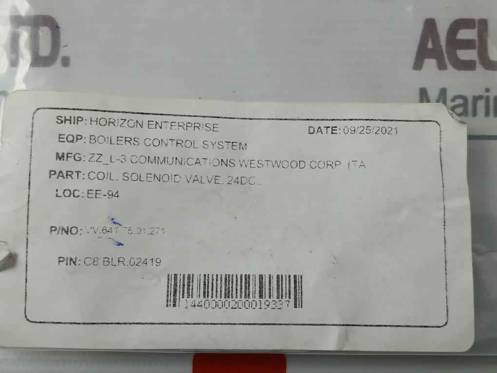 L-3 Communications Westwood C8 Blr.02419 Solenoid Valve Coil 24 Vdc - Image 6