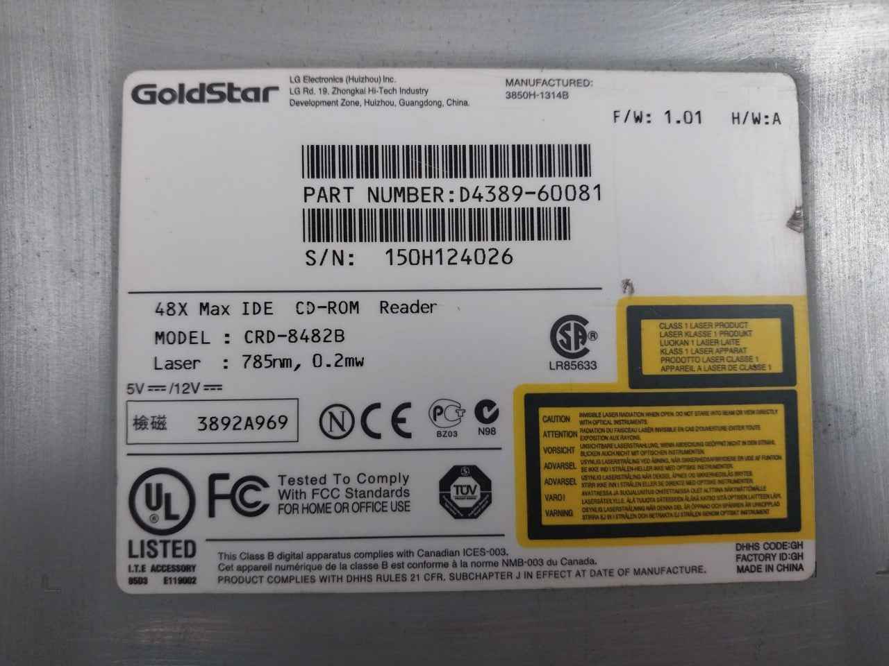 Lg Crd-8482B 48X Max Ide Cd-rom Reader 12V H/W:A - Image 9