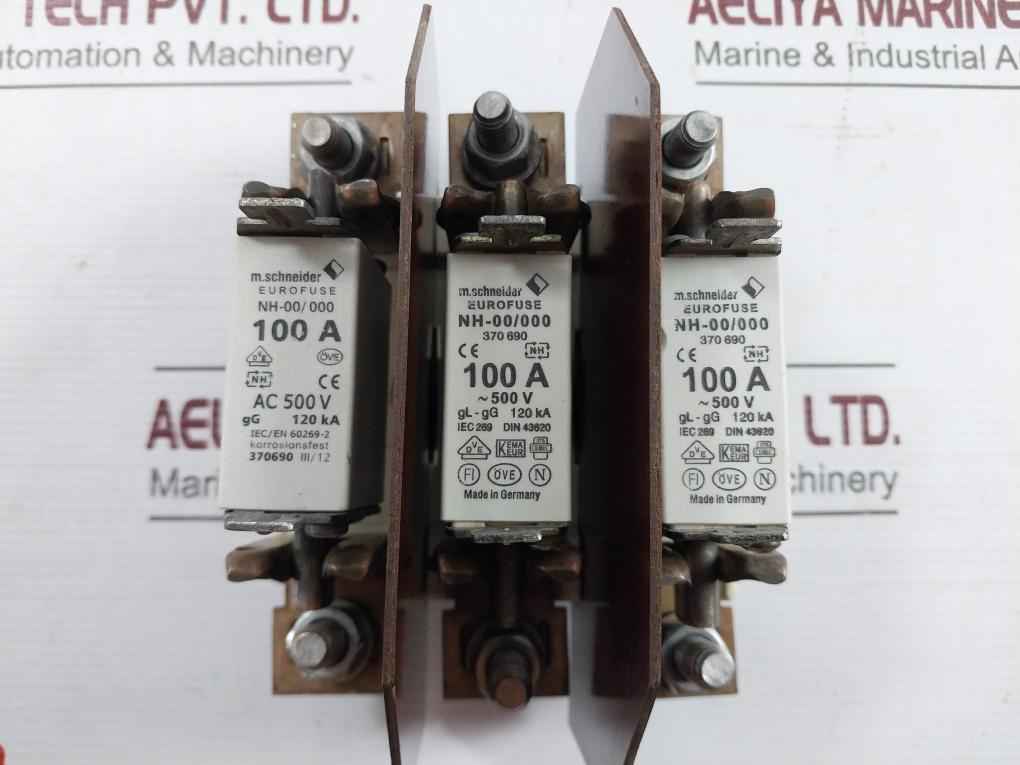 M.Schneider Nh-00/000 Eurofuse Holder W/ Fuses Gl-gg 120Ka Ac500V Vde0636/2 - Image 7