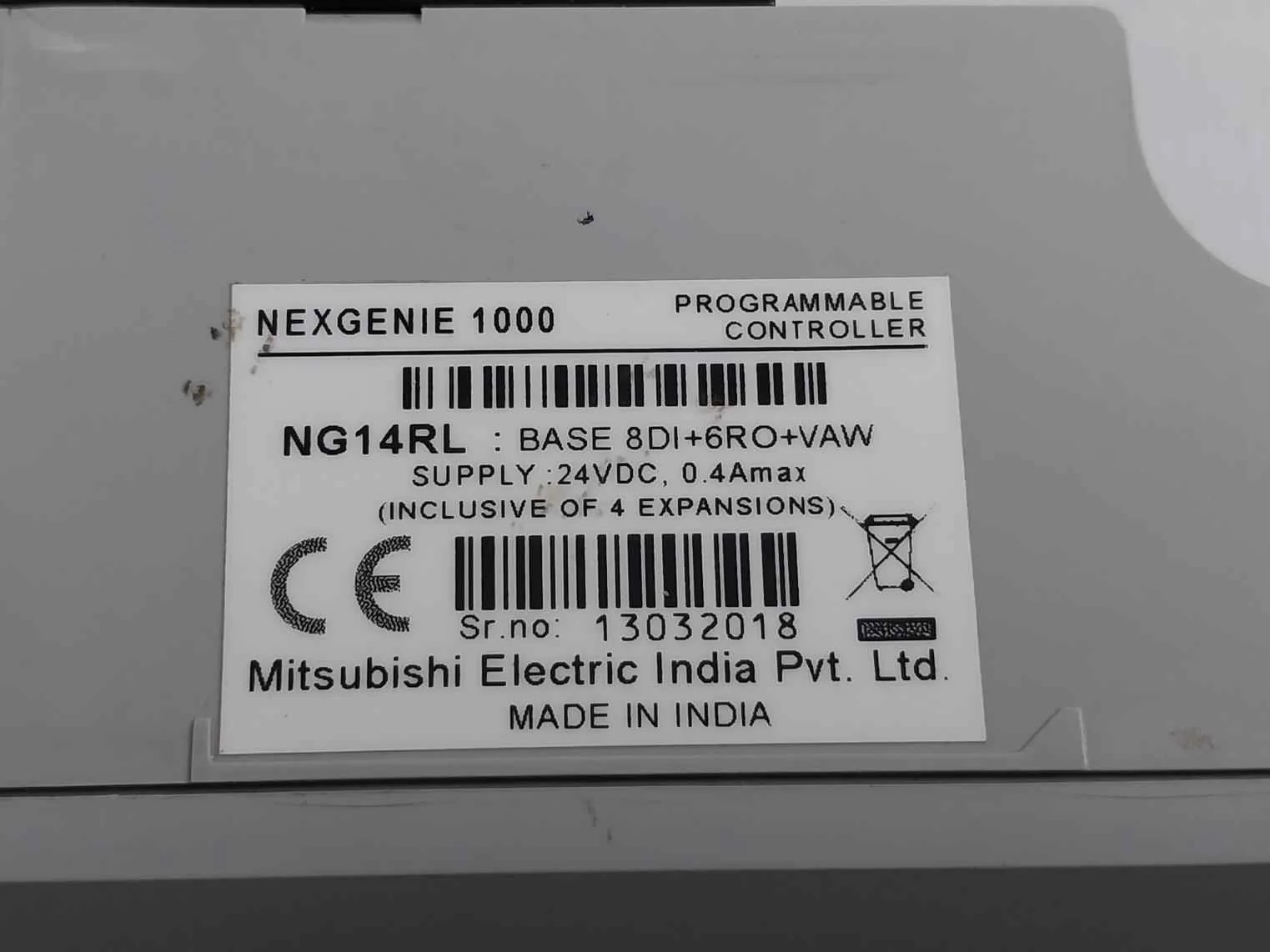 Mitsubishi Ng14rl Programmable Controller 24vdc, 0.4a Max Base 8 Di+6ro+vaw - Image 8