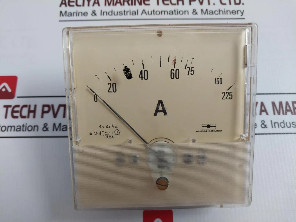 Monopole Instrument 75/5A Analog Panel Ammeter 0-75/225A 50-60Hz 1.5 - Image 2