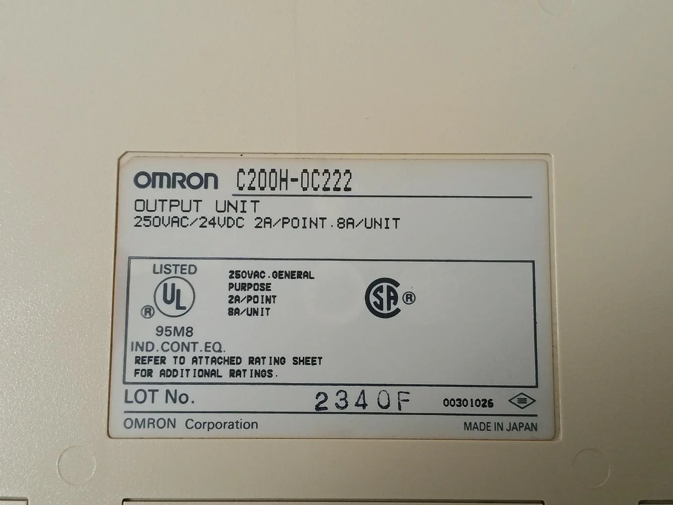 Omron C200H-oc222 Output Unit 250Vac/24Vdc 2A/Point - Image 11