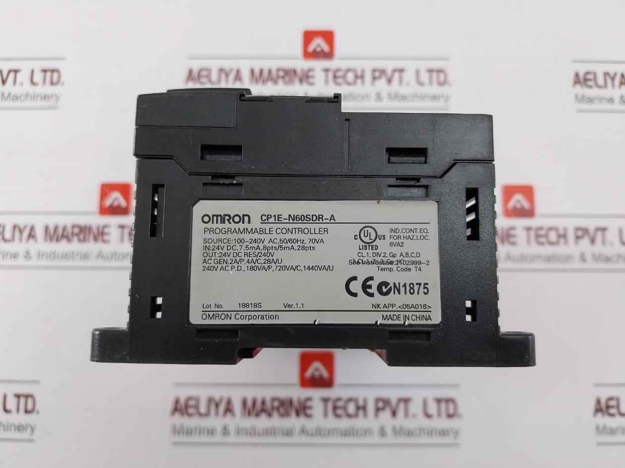 Omron Cp1E-n60Sdr-a Programmable Controller Ver.1.1/100-240V Ac, 50/60Hz - Image 6