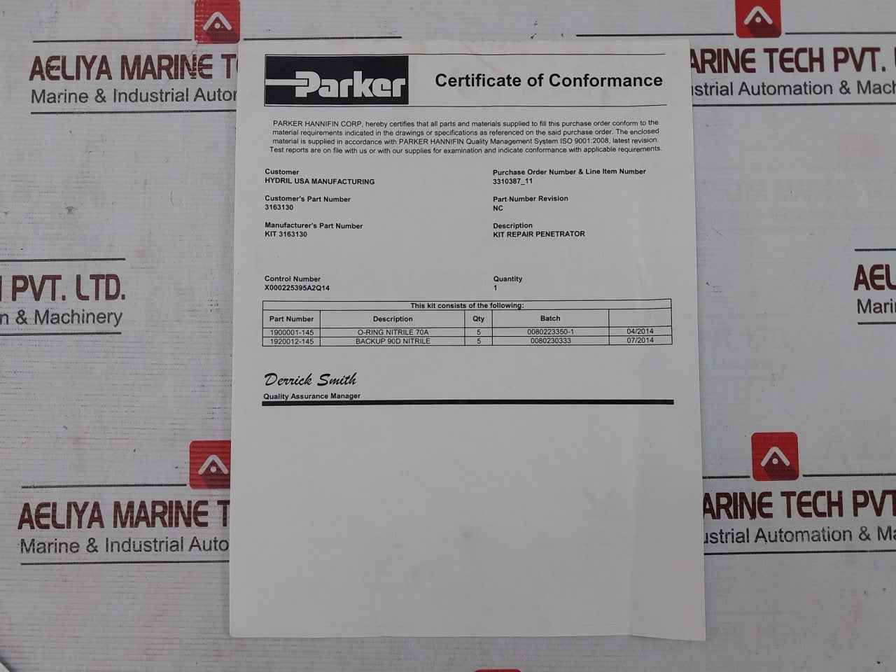 Parker 3163130 Repair Penetrator Kit 45 Pin O-ring Nitrile 70A 1900001-145 - Image 8