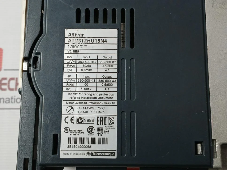Schneider Electric Atv312Hu15N4 3-phase Variable Speed Drive 2Hp 10.7Lb-in - Image 10