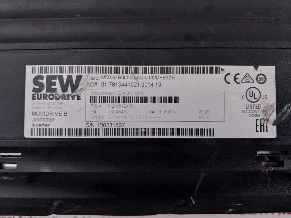 Sew Eurodrive Mdx61B0055-5A3-4-00 Movidrive Inverter 08249571 Ip20 Ac 3X380-500V - Image 10